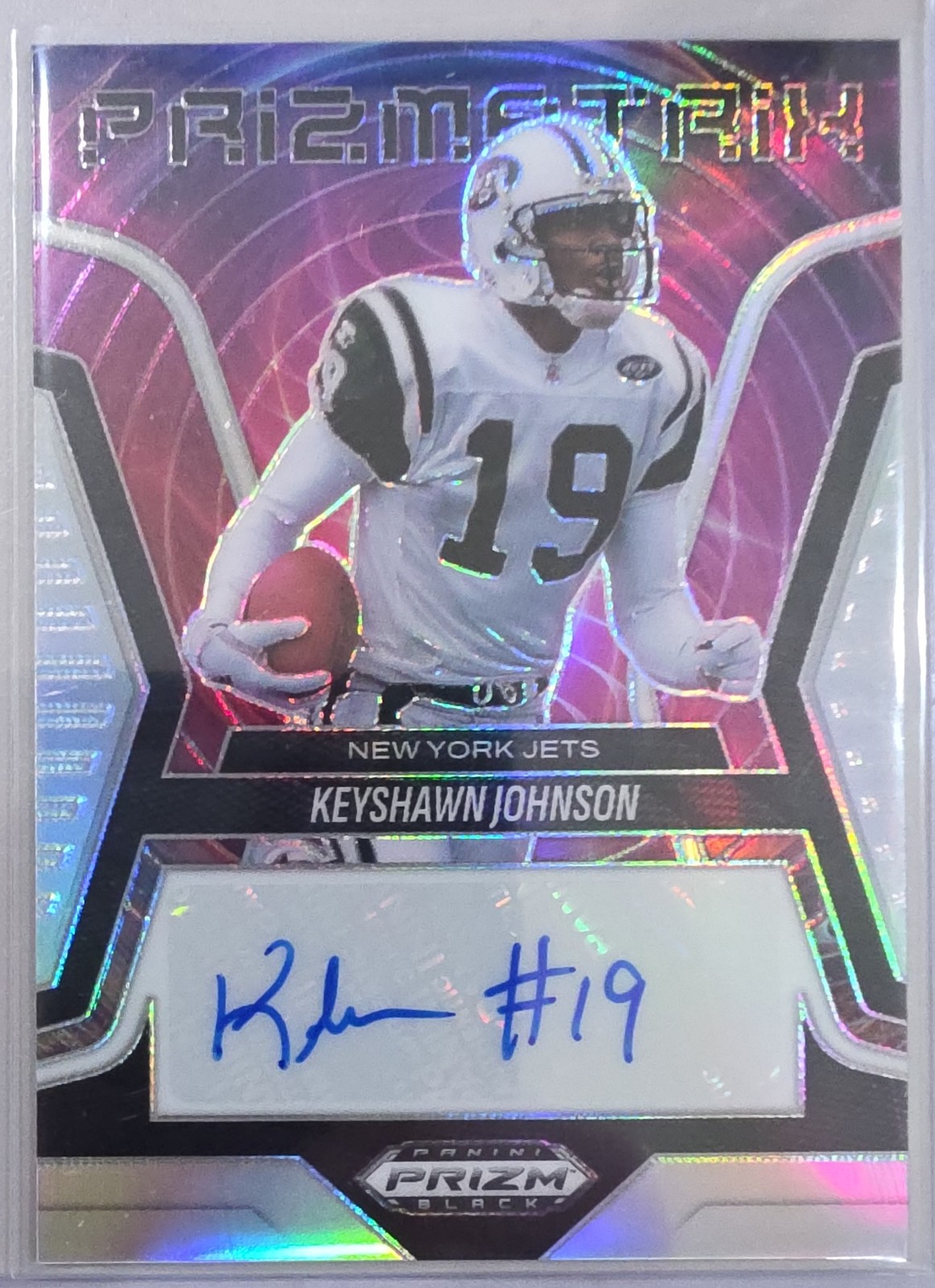2025 PANINI PRIZM BLACK KEYSHAWN JOHNSON PRIZMATRIX SIGNATURES SILVER AUTO