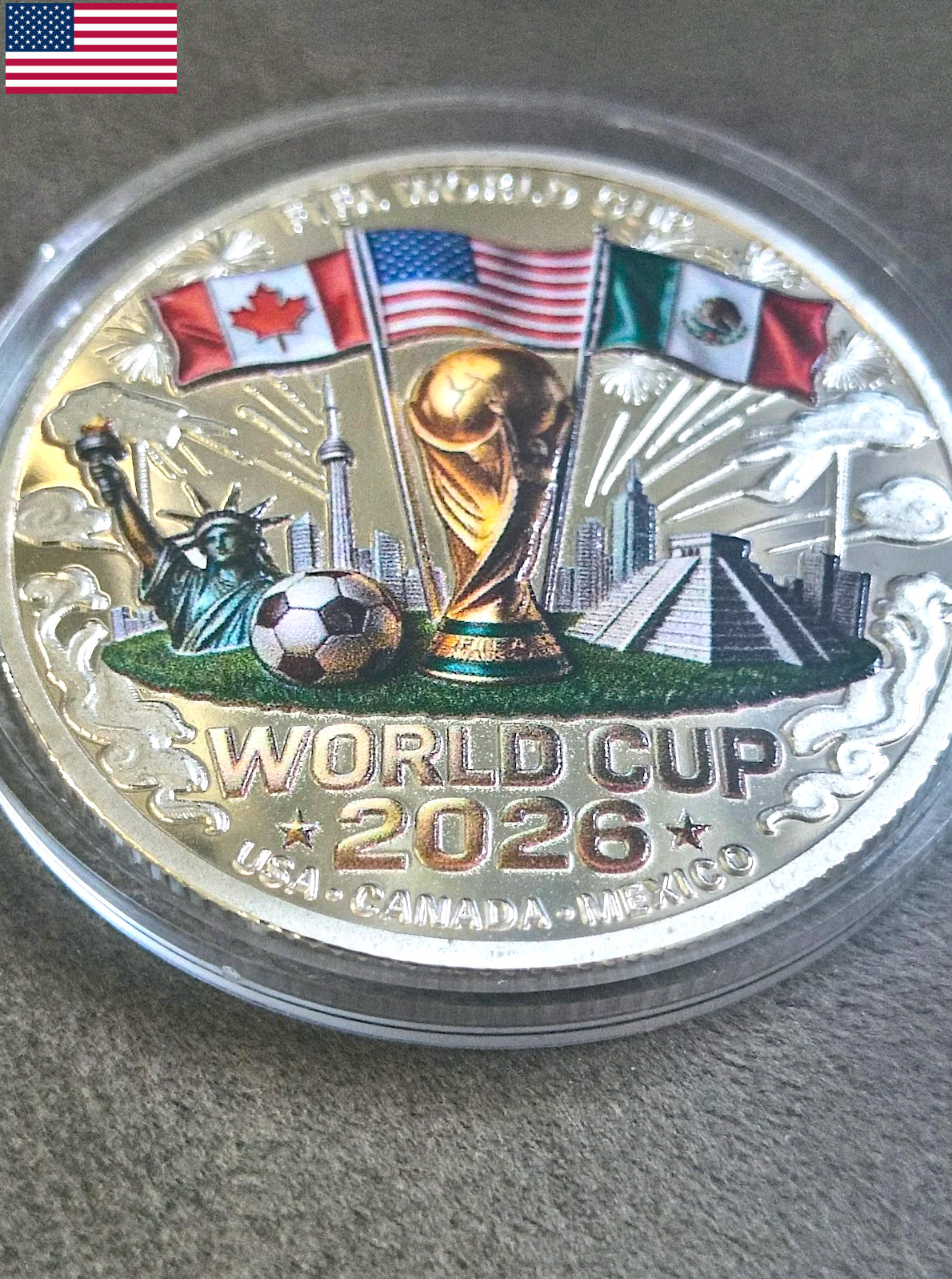 FIFA World Cup Commemorative Coin 2026 US Canada Mexico Football LIMITED EDITION
