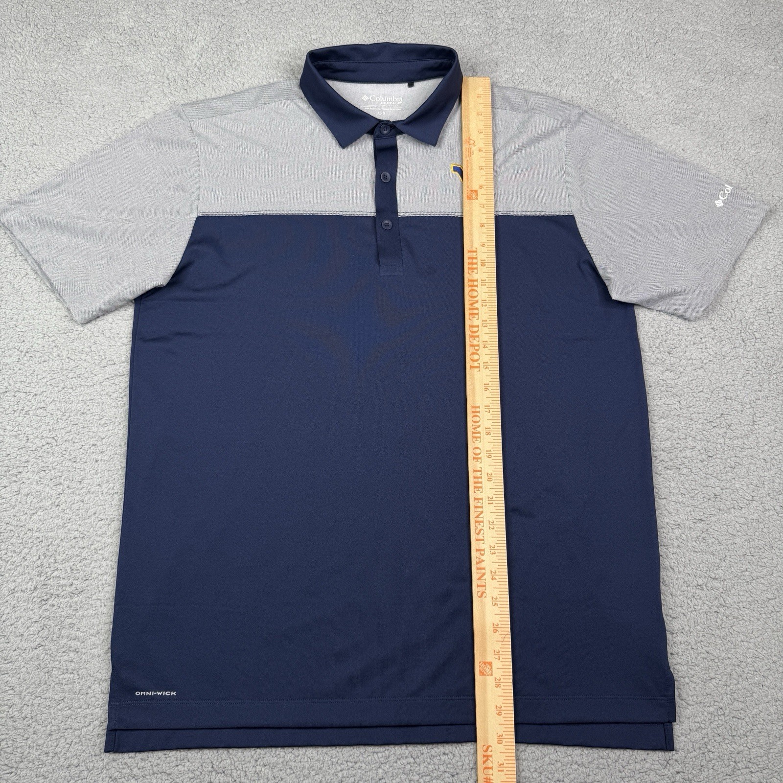 West Virginia Mountaineers Polo Shirt Mens L Blue Columbia Golf Omni-Wick NCAA
