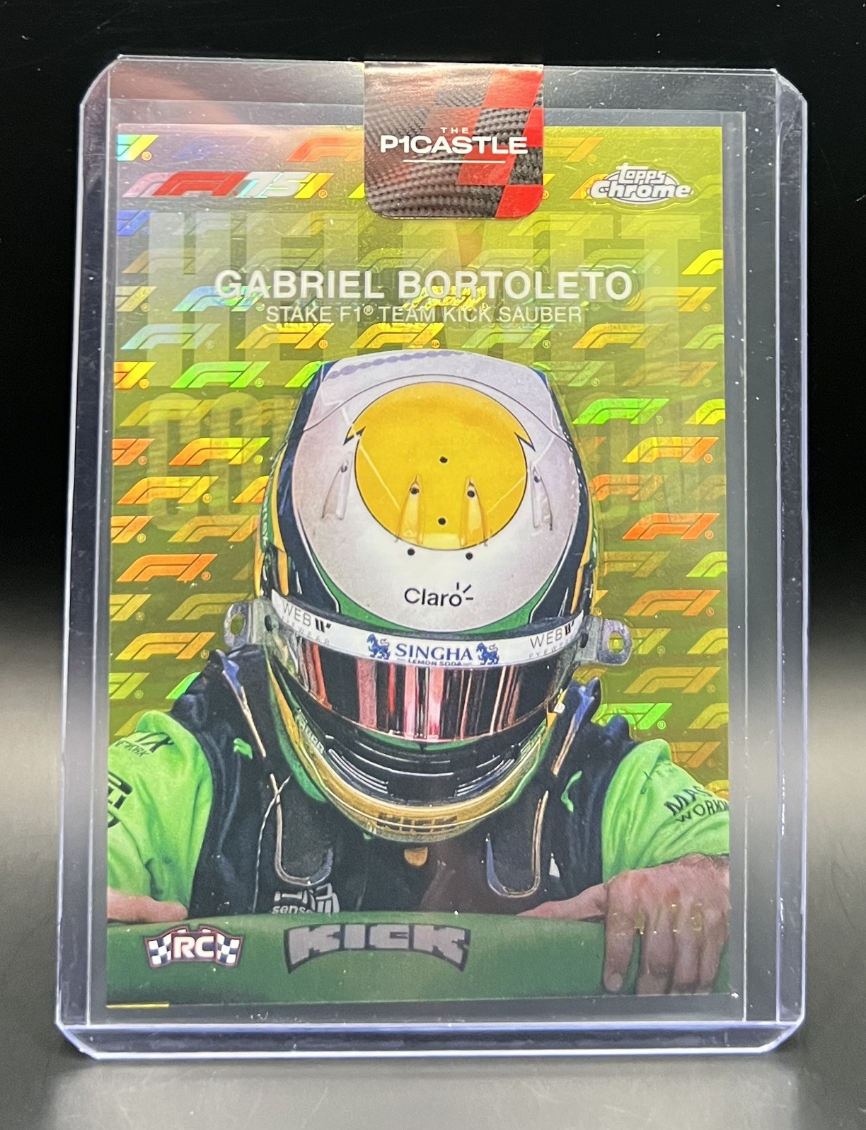 2025 Topps Chrome F1 Logofractor Helmet Collection Gabriel Bortoleto RC /75