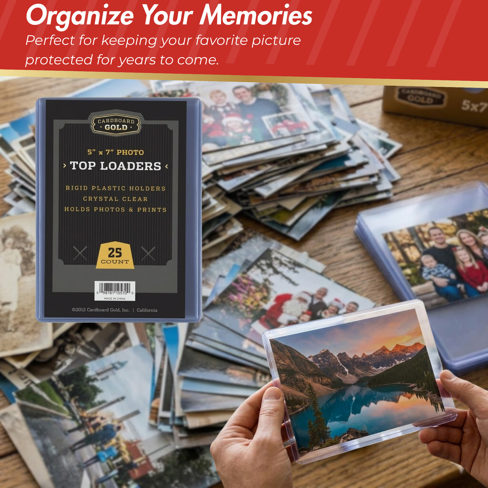 75ct Cardboard Gold 5×7 Top Loaders for Postcards/Photos – Clear Rigid PVC