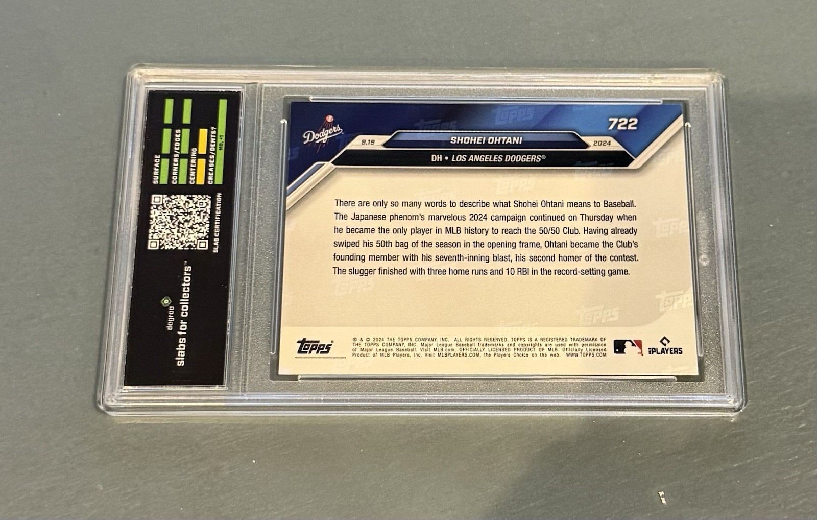 2024 Topps Now #722 Shohei Ohtani 50 HR / 50 SB – Dodgers – MVP – DEGREE 9 MINT