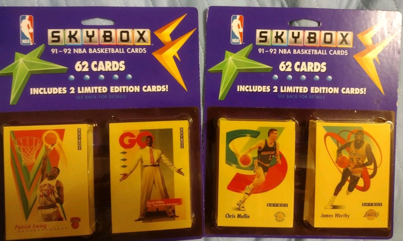1991-92 SKYBOX NBA FACTORY SEALED BLISTER PACKS-Lot of 2 packs – Patrick Ewing