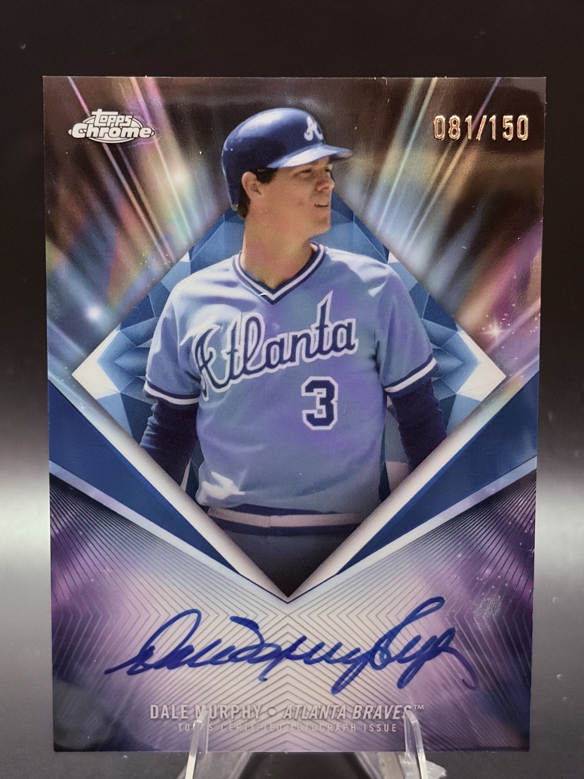 Dale Murphy 2026 Topps Chrome 75th Diamond Blue Refractors Auto #/150 Braves