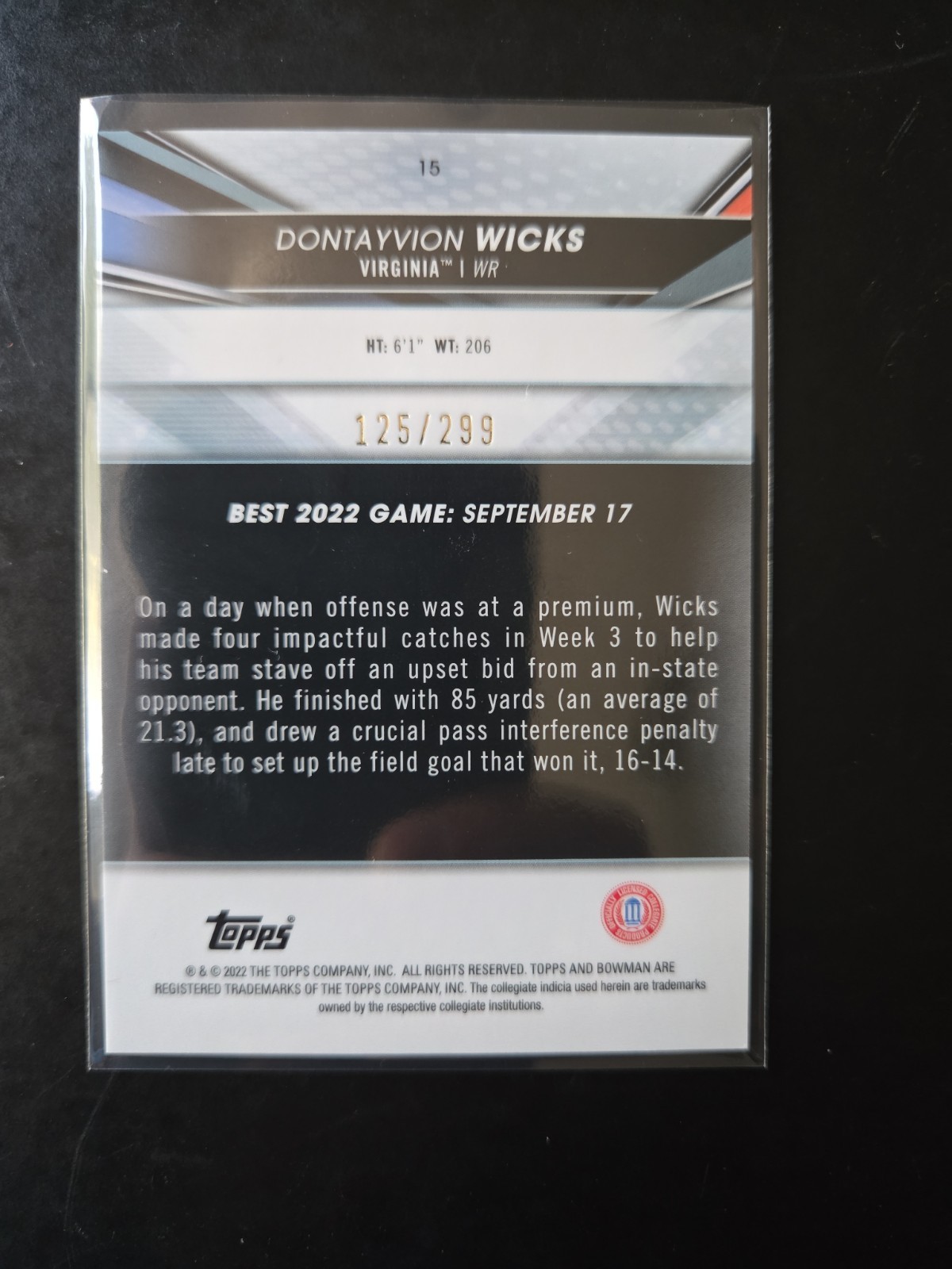 2022-23 Bowman U Mini-Diamond Refractor /299 Dontayvion Wicks #15