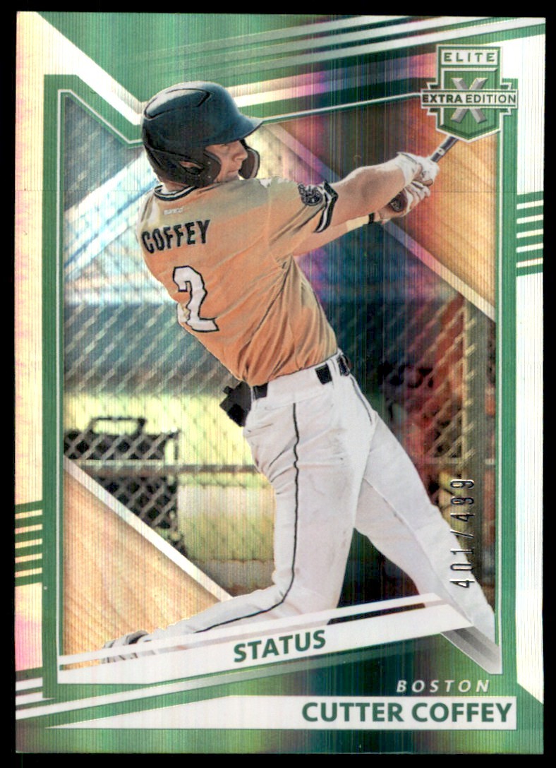2022 Panini Elite Extra Edition Status Green Cutter Coffey RC 401/489 Boston Red