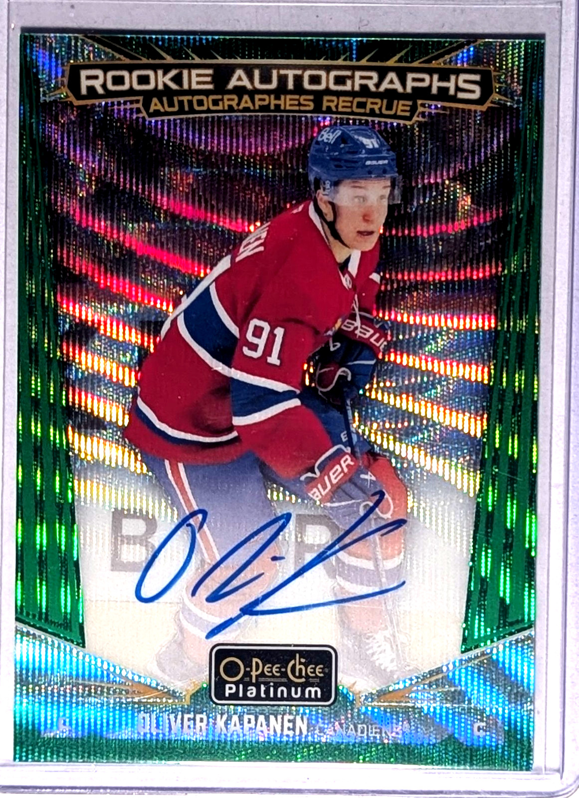 2025 UD OPC O-PEE-CHEE PLATINUM OLIVER KAPANEN EMERALD SURGE ROOKIE AUTO /10 RC
