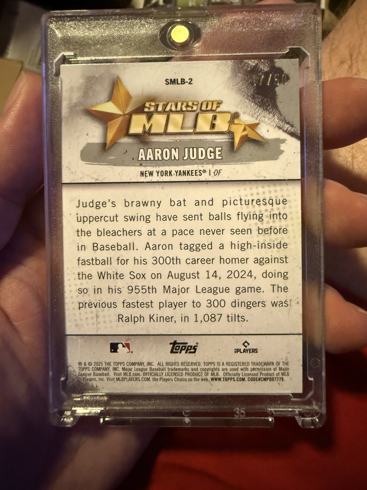 Topps 2025 Series 1 Stars of MLB Aaron Judge #SMLB-2 Yankees Gold foil 17/50