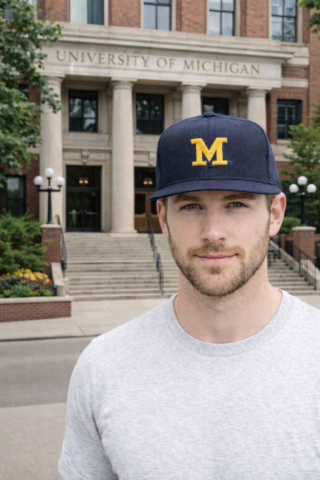 Vintage Michigan Wolverines Pro-line Fitted Hat Flat Bill On Field