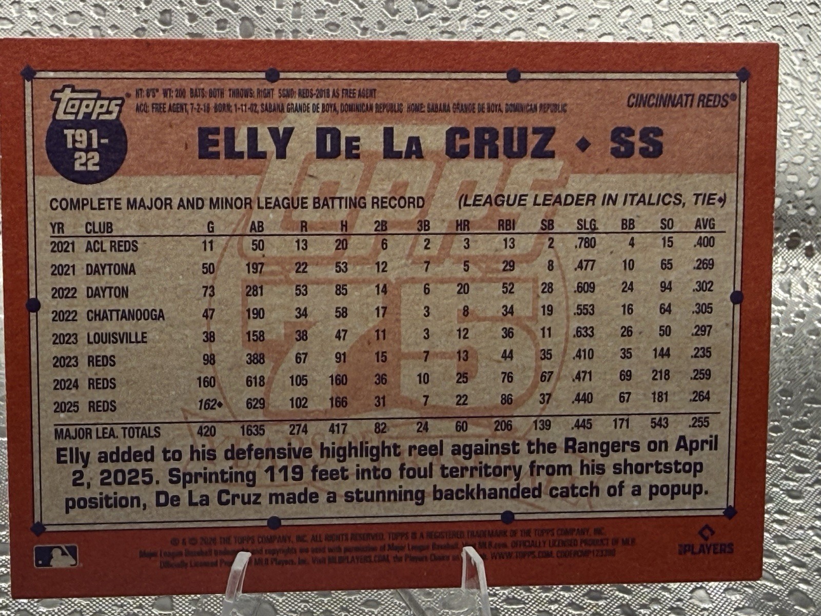 2026 Topps Series 1 – 1991 Topps Baseball Elly De La Cruz The Real One /91