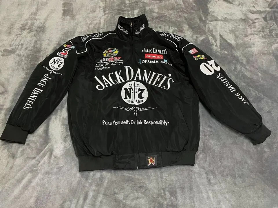DE Adults Team Padded Daniels Zip Racing Jack Embroidery Cotton Racing Jacket SZ