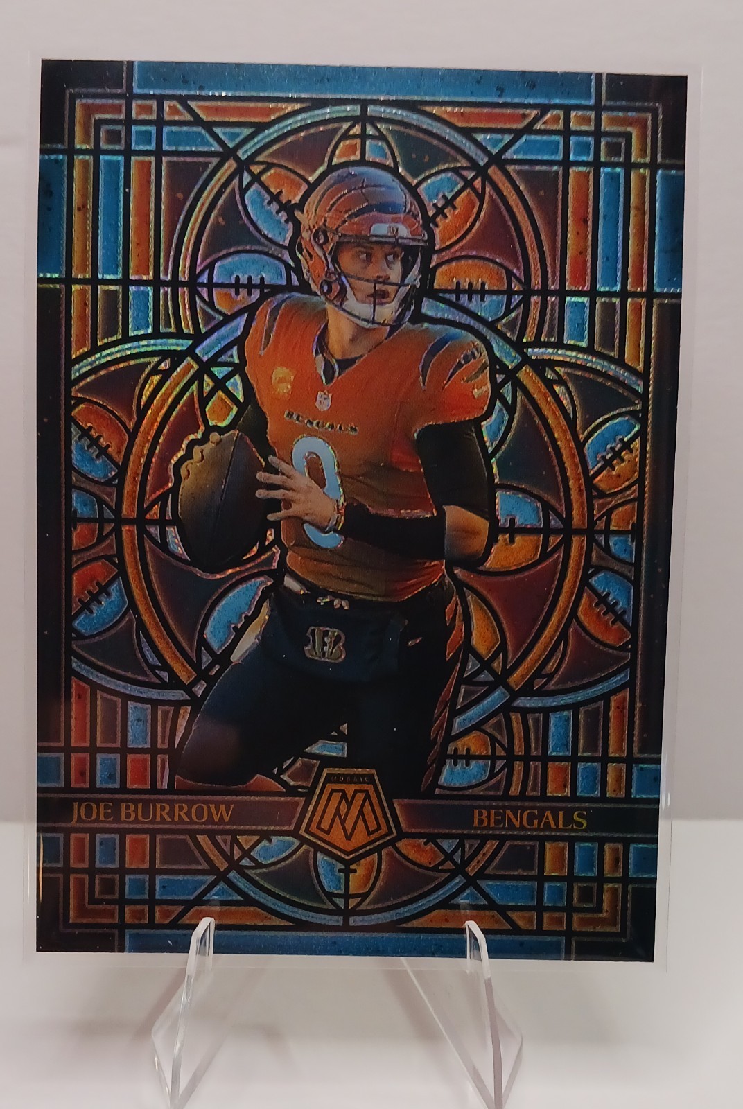 2025 Panini Mosaic Joe Burrow STAINED GLASS SSP Case Hit #5 – STANDARD SIZE