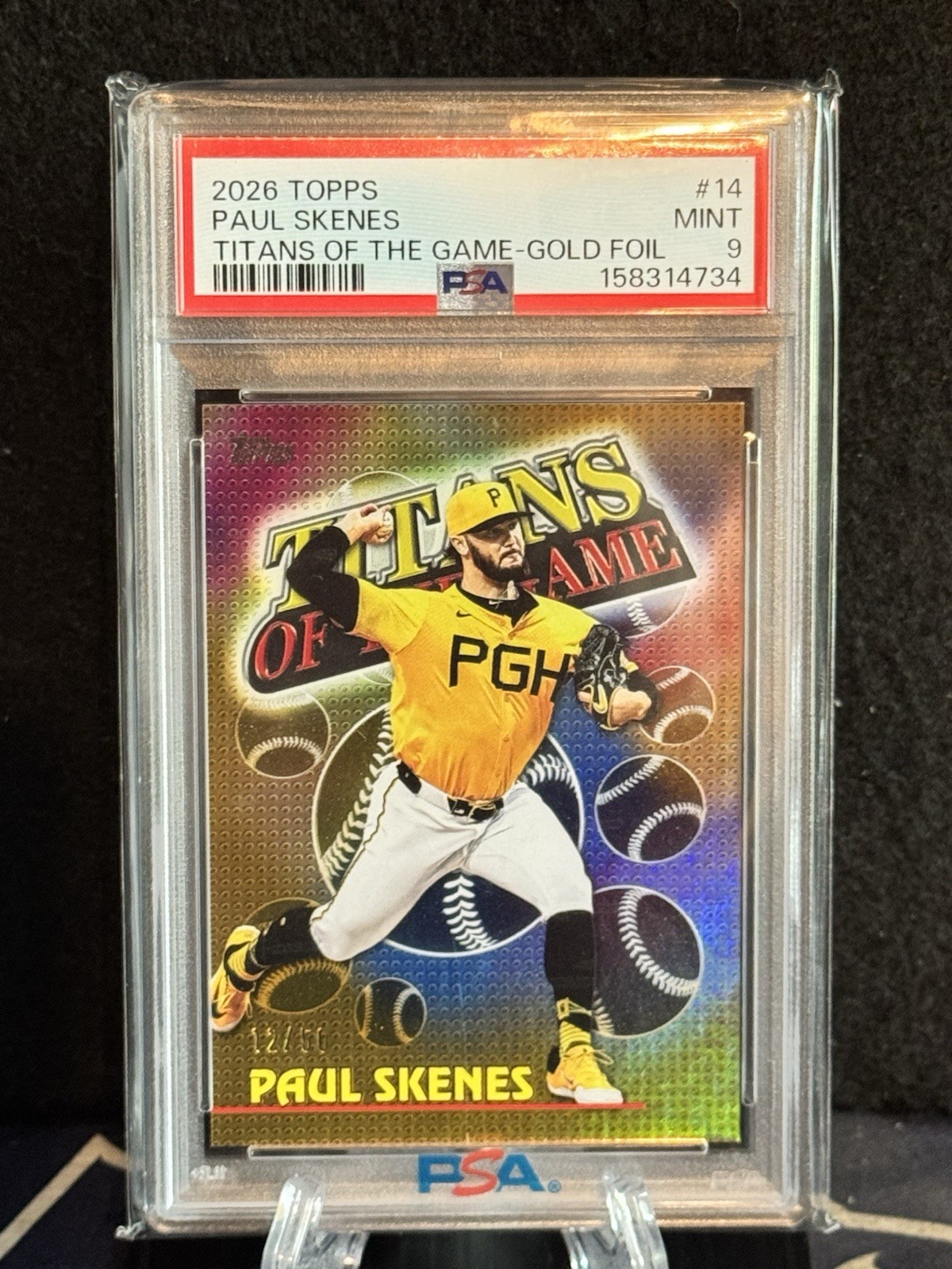 2026 Topps Series 1 – Titans of the Game Paul Skenes #TOG-14 Gold Foil /50 PSA 9