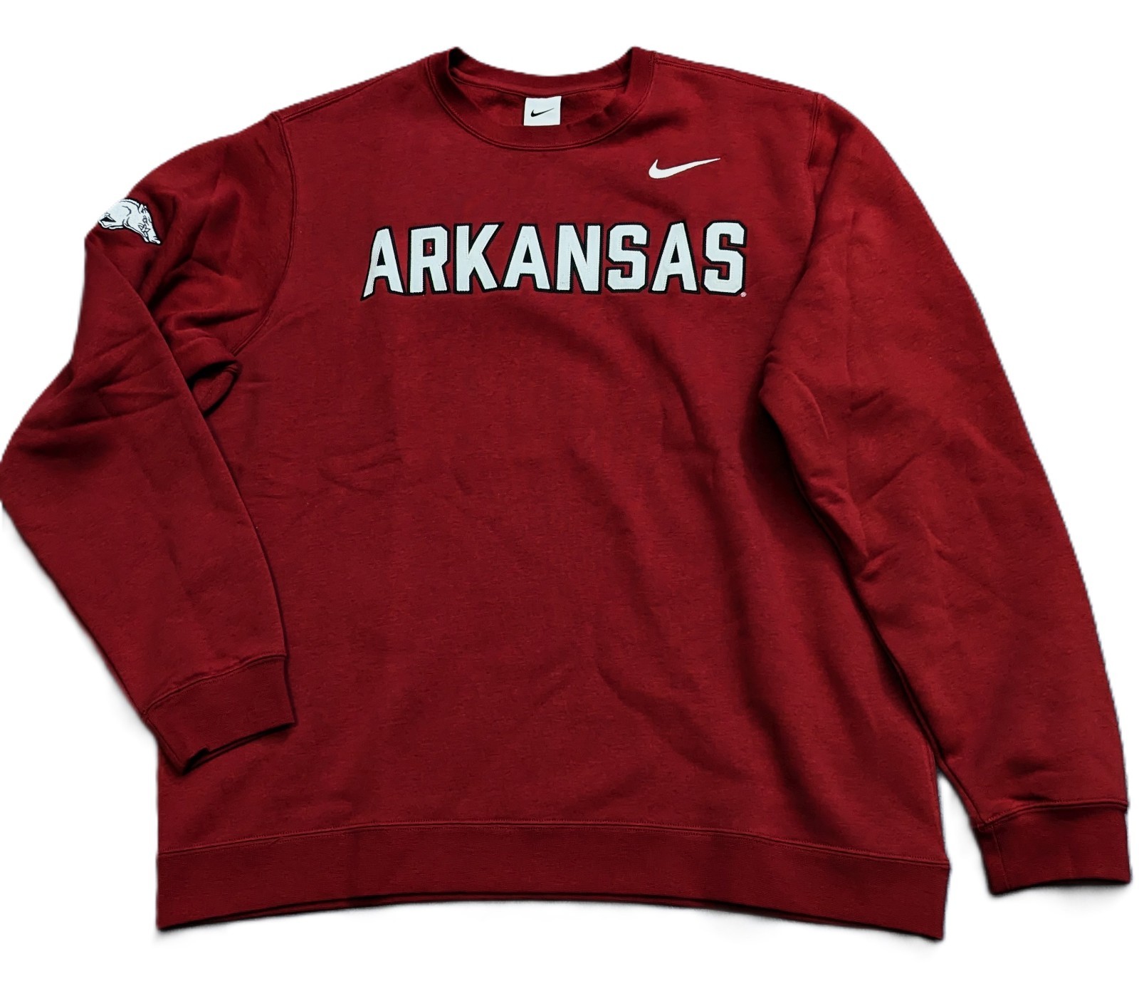 Nike Arkansas Razorbacks Tackle Twill Club Fleece Crew Sweatshirt Mens L