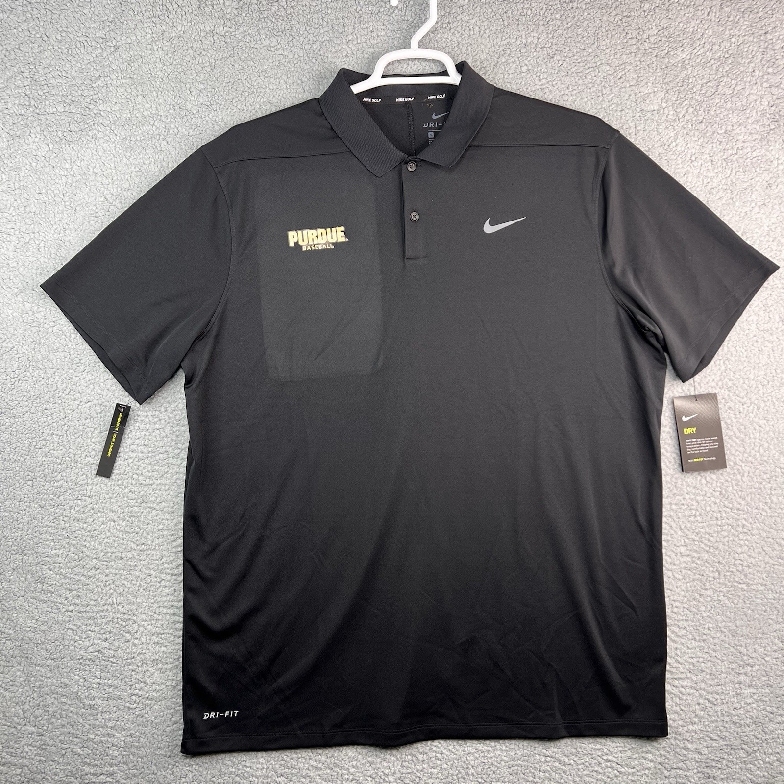 Nike Purdue Boilermakers Dri-Fit Polo Shirt Black mens XL Baseball