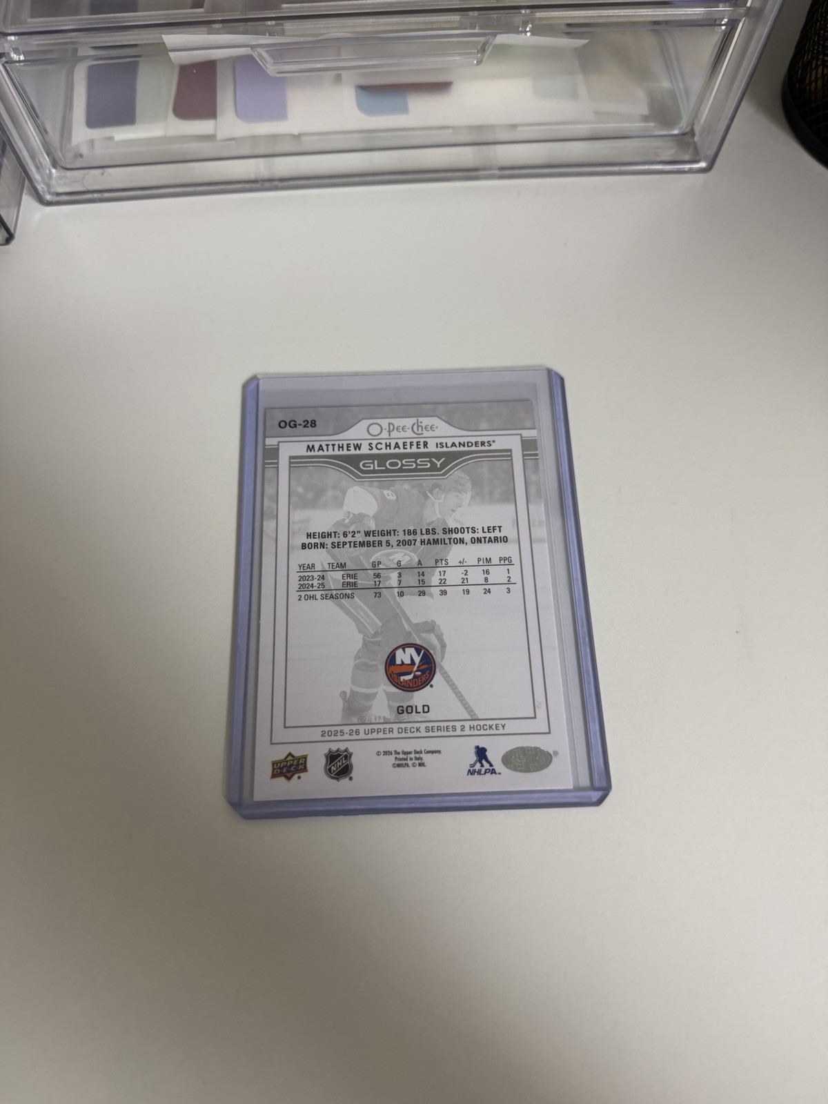 Upper Deck O-Pee-Chee Glossy Insert Matthew Schaefer Islanders 2025-26 OG-28