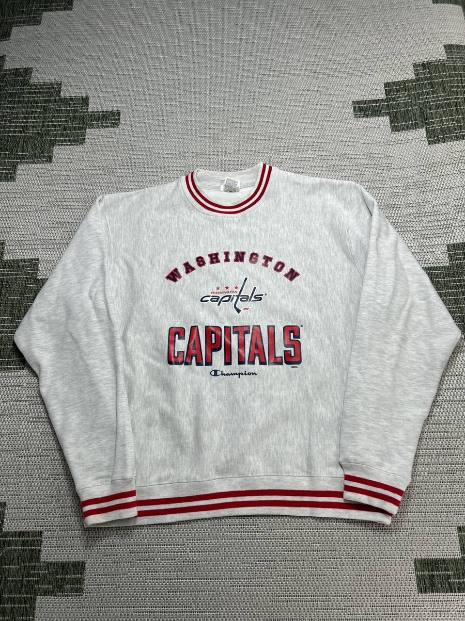 Champion Sweatshirt Mens Large Gray Cotton Fleece Washington Capitals Hockey