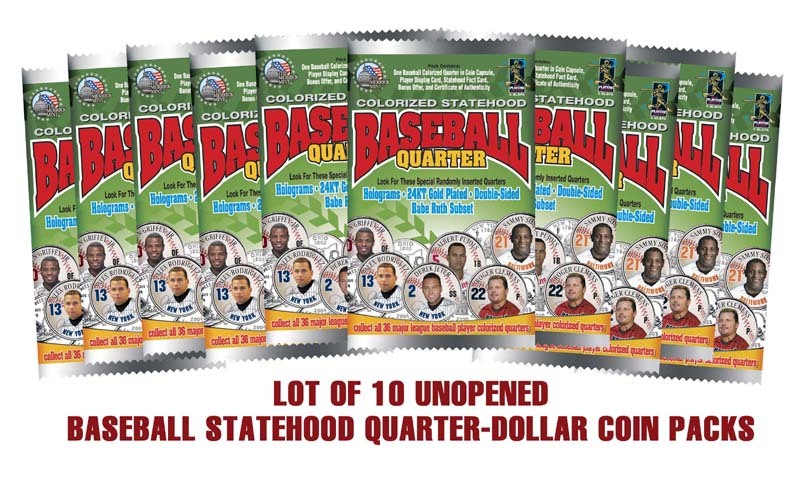 Lot of 10 – BASEBALL FOIL COIN UNOPENED SEALED PACKS