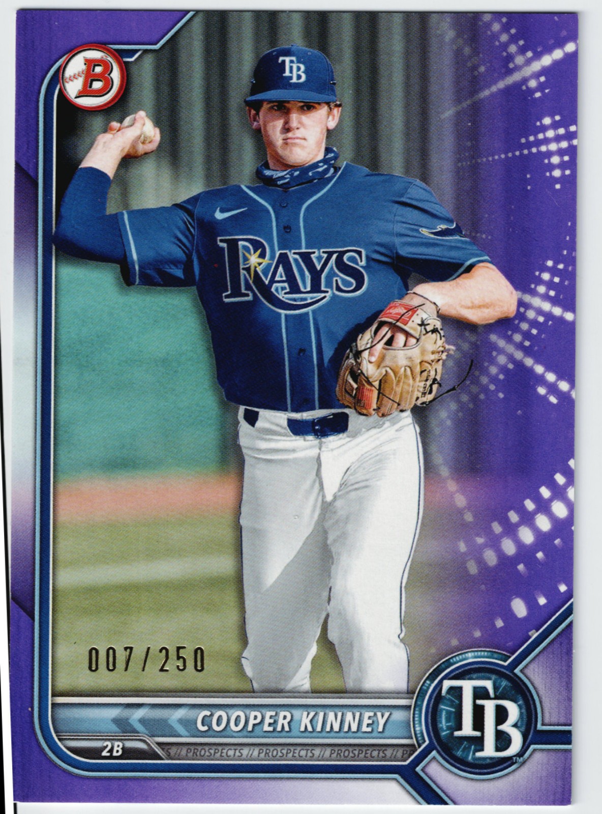 2022 Bowman Paper Cooper Kinney Rookie RC Purple Parallel /250 #BP-54 Rays