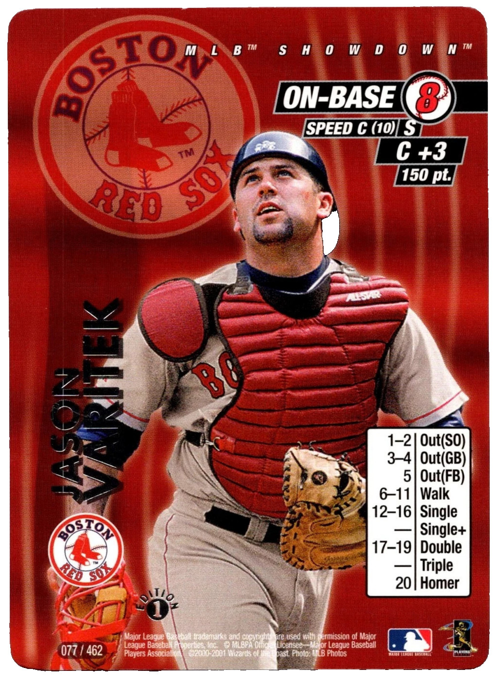 Jason Varitek #77 2001 Wizards Of The Coast MLB Showdown 1st Edition Red Sox C