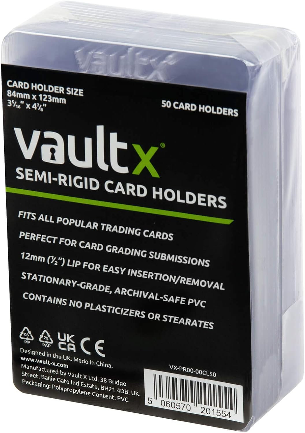 Semi-Rigid Trading Card Holders (50 Pack), Hard Sleeves for TCG and Sports Ca…