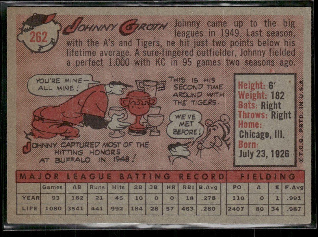 1958 Topps #262 Johnny Groth Tigers