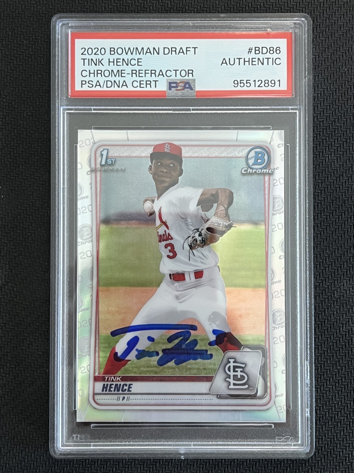2020 Bowman Draft Tink Hence #BD86 Chrome Refractor PSA Authentic Auto In-Person