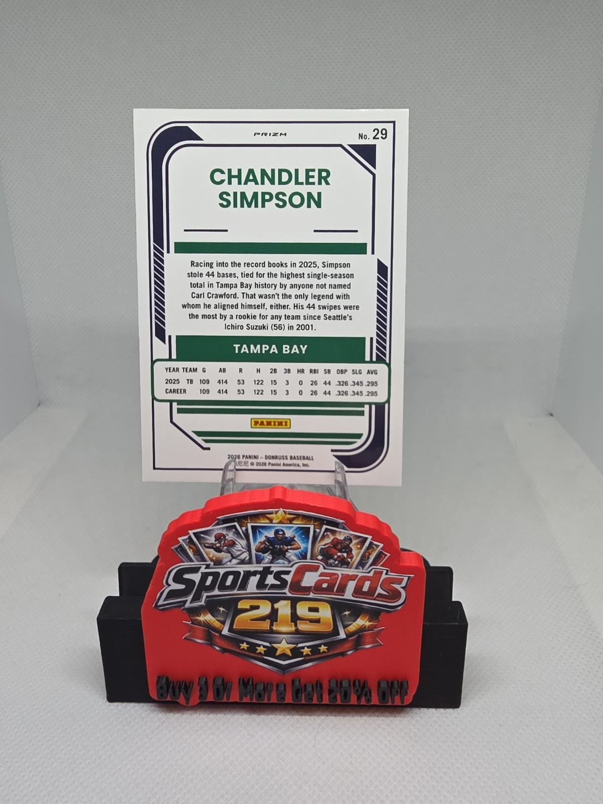 2026 Panini Donruss Chandler Simpson Blue Velocity #29 Tampa Bay Rays