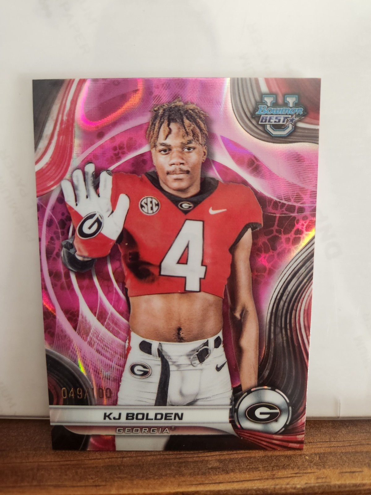 2024 Bowman’s Best University – KJ Bolden #18 Pink Lava Refractor /100 (RC)