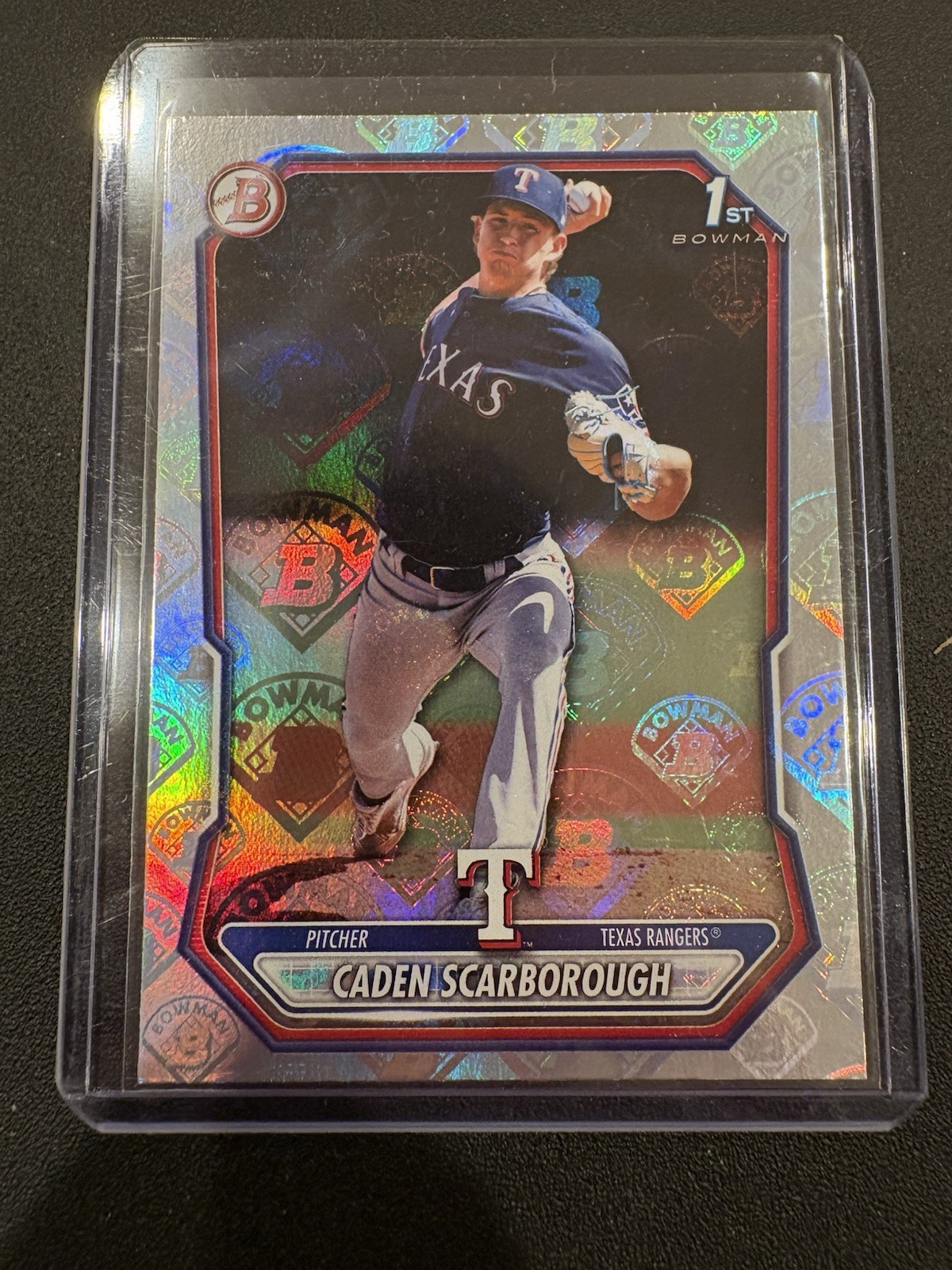 Caden Scarborough 2026 Bowman 1st Paper Prospects Bowman Logo Pattern SSP BP17
