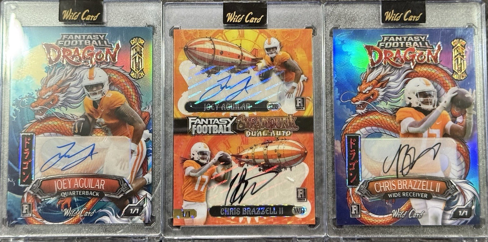 Joey Aguilar Chris Brazzell II 2026 Wild Card 3x 1/1 Auto Lot Color Match