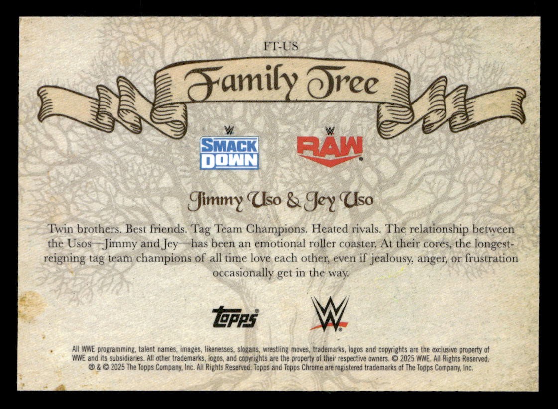 2025 Topps Chrome WWE Jey Uso / Jimmy Uso #FT-US Family Tree