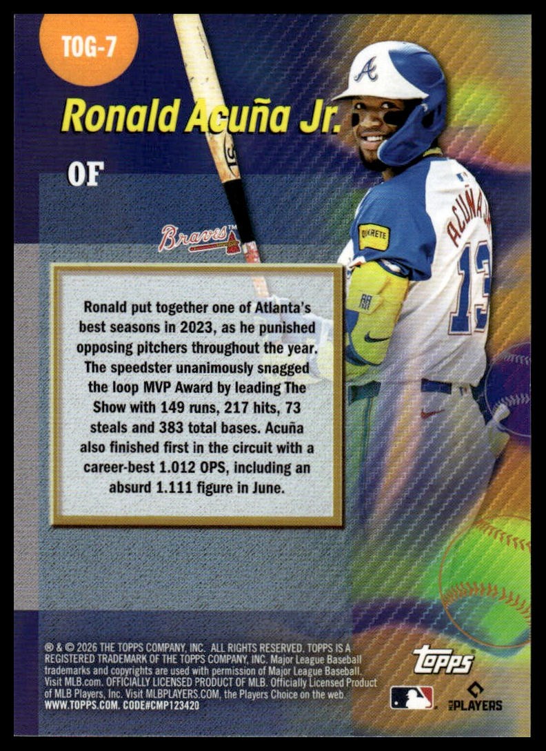 Ronald Acuña Jr. 2026 Topps #TOG-7 Atlanta Braves Titans of the Game
