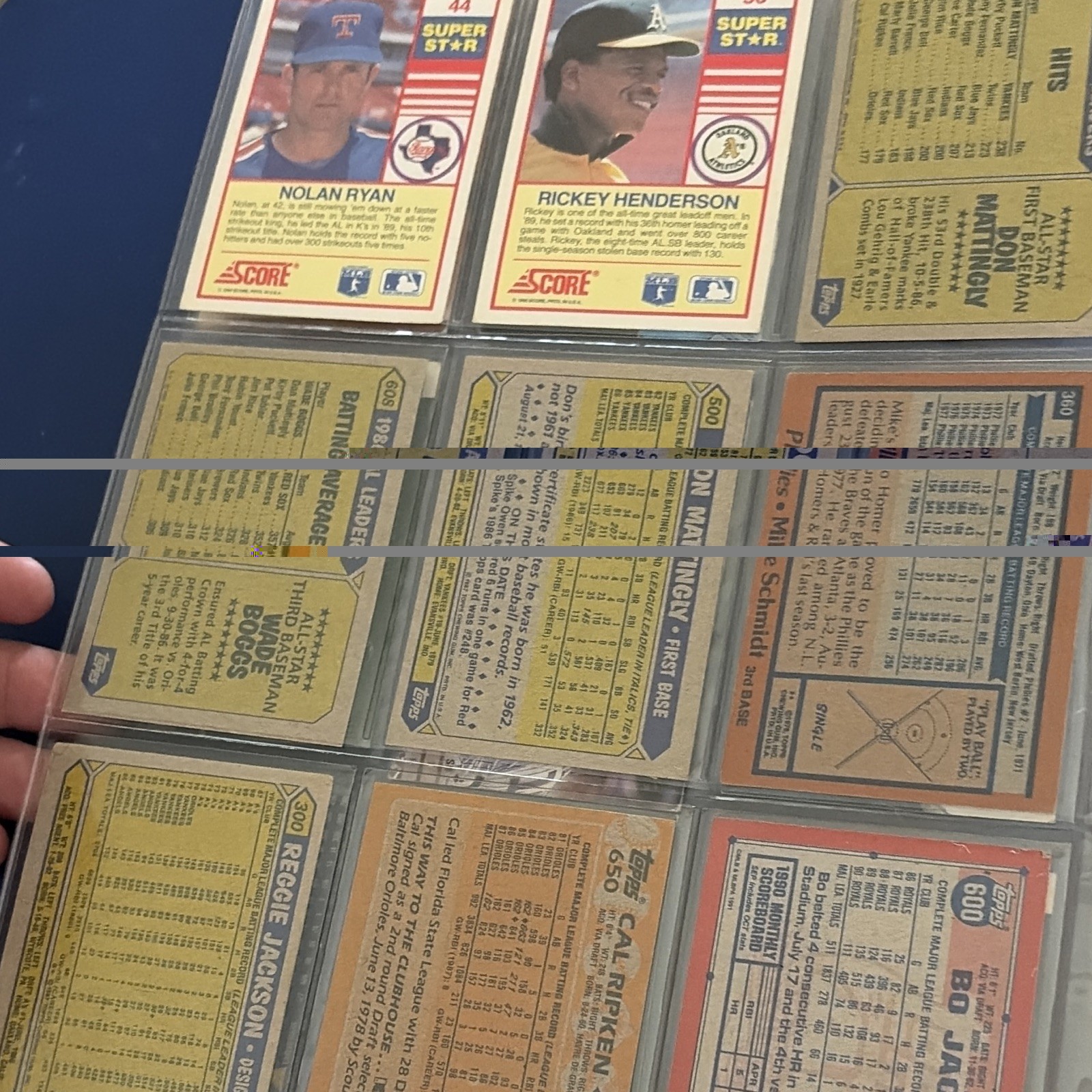 Topps 1991 MLB All-Star 9-Card Lot Mattingly Schmidt Henderson Ryan Boggs