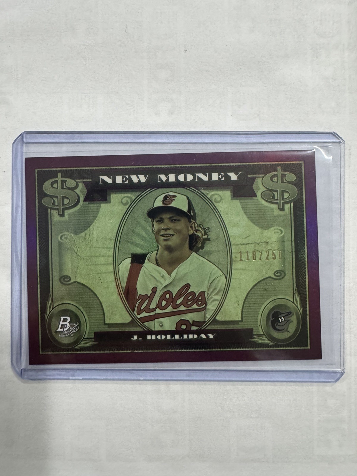 2023 Bowman Platinum – New Money Purple #NM-13 Jackson Holliday /250 (RC)