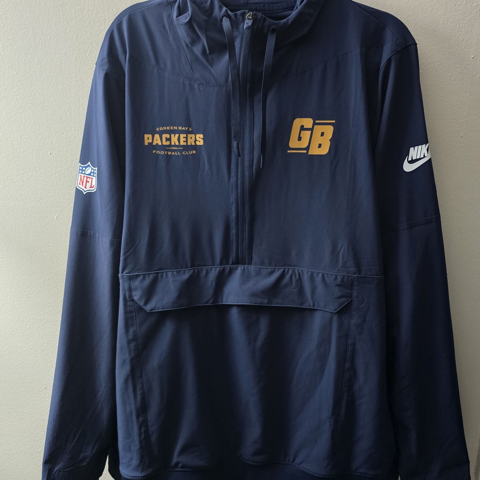 Green Bay Packers Nike Alt Option Route Anorak 1/2-Zip Hooded Jacket Men’s L NWT