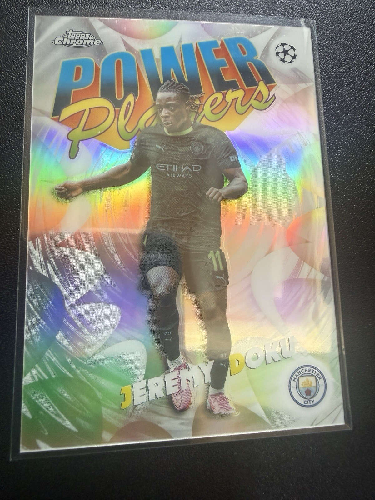2025-26 Topps Chrome UEFA Jeremy Doku Power Players Insert #PP-7 Manchester City