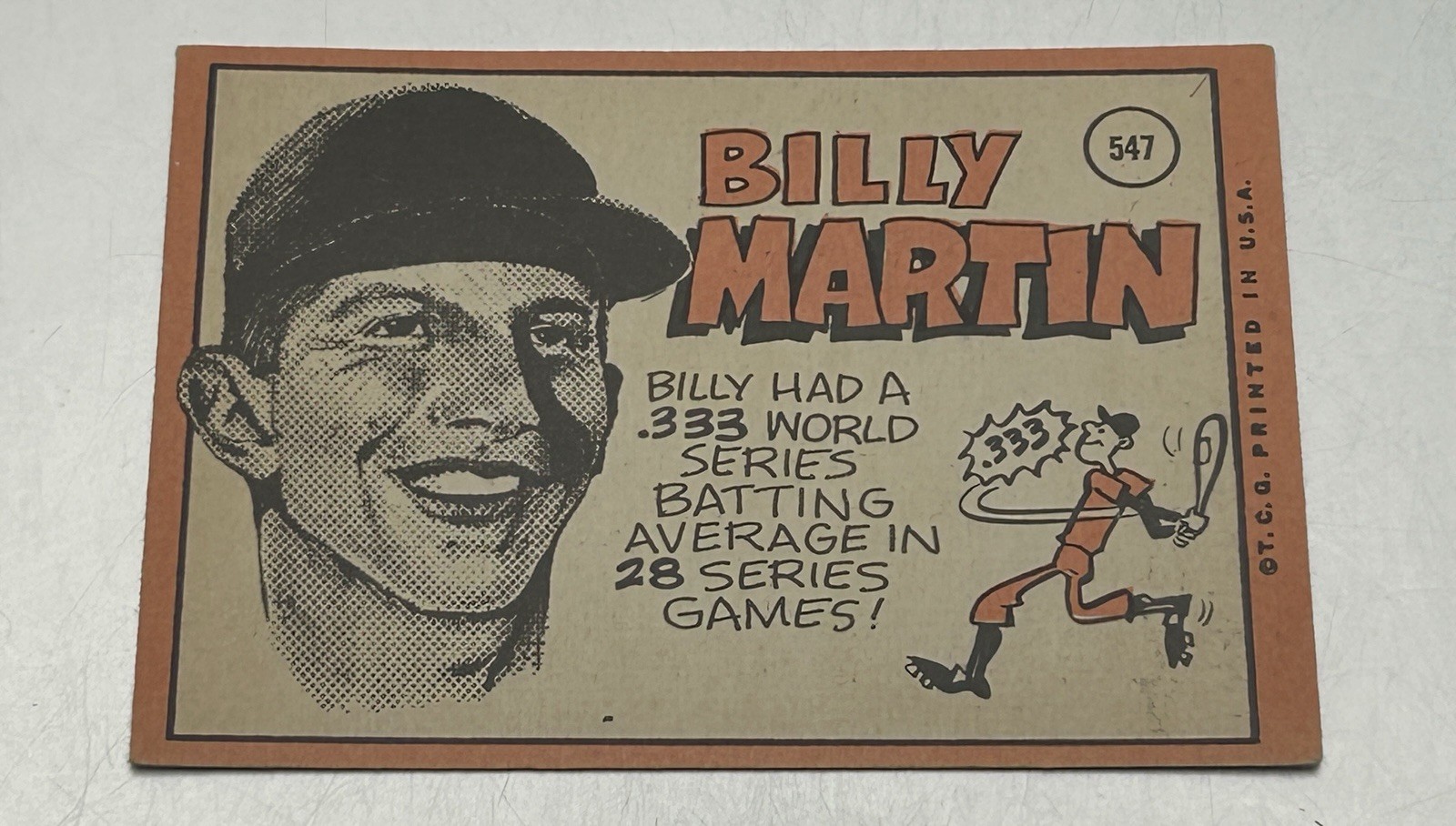 1969 Topps – High # Billy Martin #547 Vintage Minnesota Twins High Number..