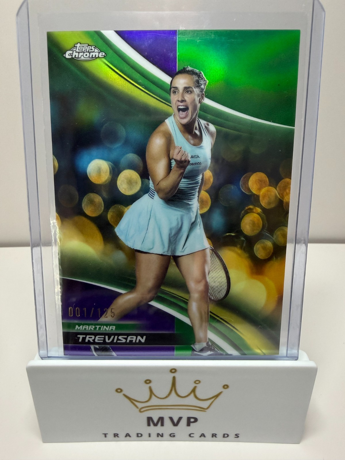 2025 Topps Chrome Tennis Martina Trevisan #151 Purple/Green Refractor 001/125