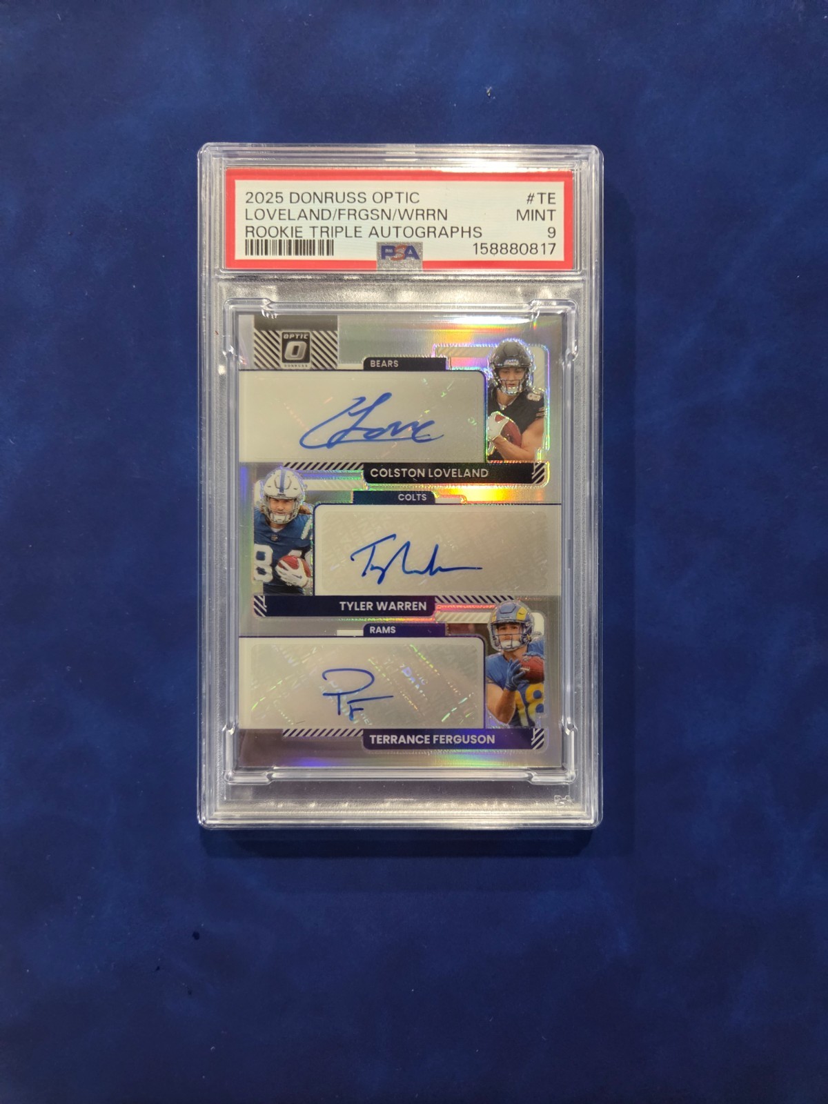 2025 Optic Rookie Triple Autograph Loveland Warren Ferguson 08/35 PSA 9 MINT