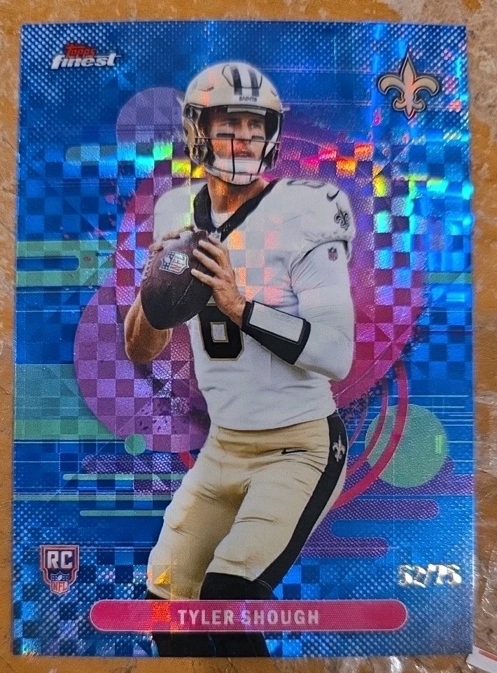 2025 Topps Finest Tyler Shough Blue X-Fractor /75 Saints QB Rookie Not Signed