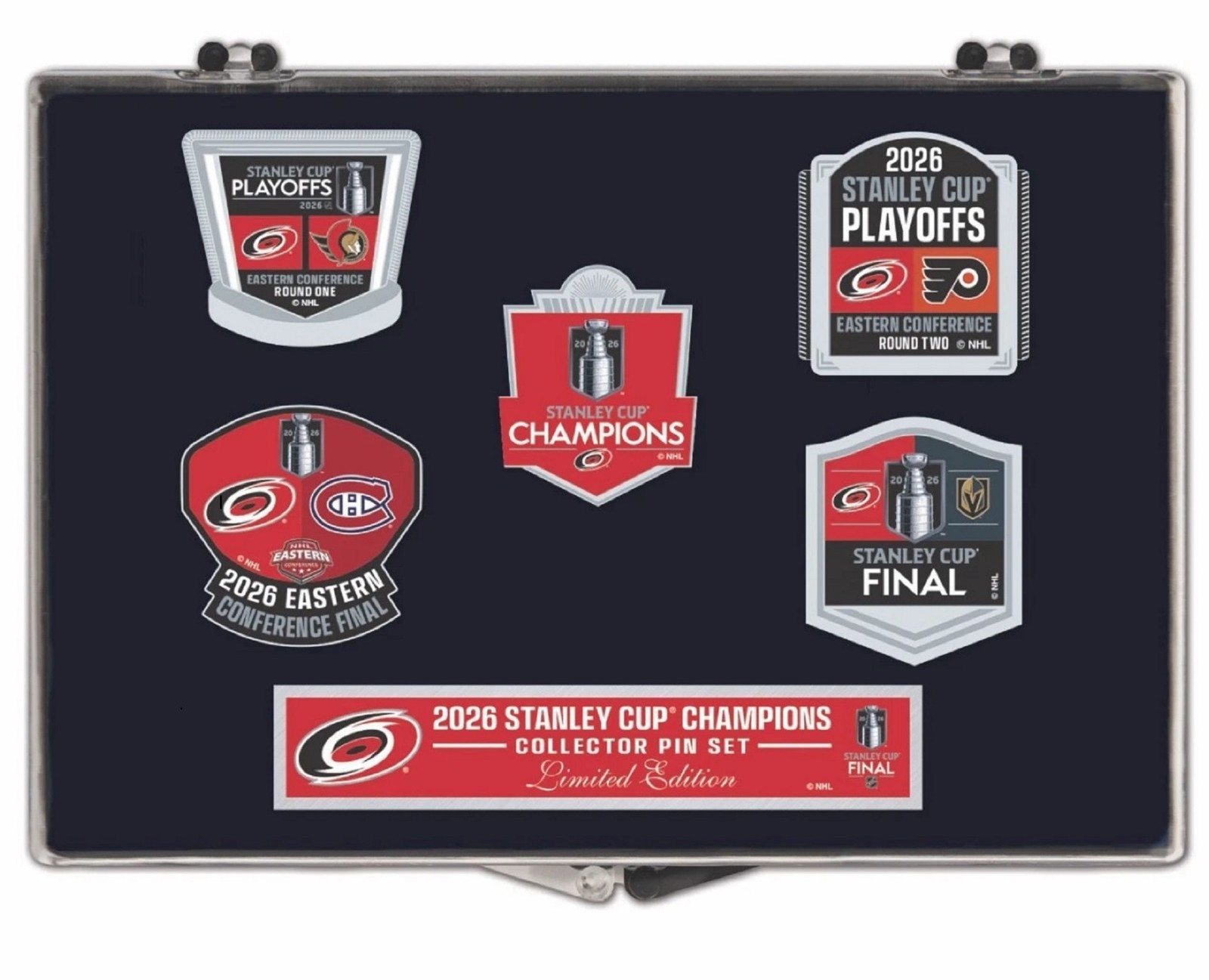 2026 CAROLINA HURRICANES PIN SET NHL STANLEY CUP FINAL CHAMPIONS FIVE (5) PC
