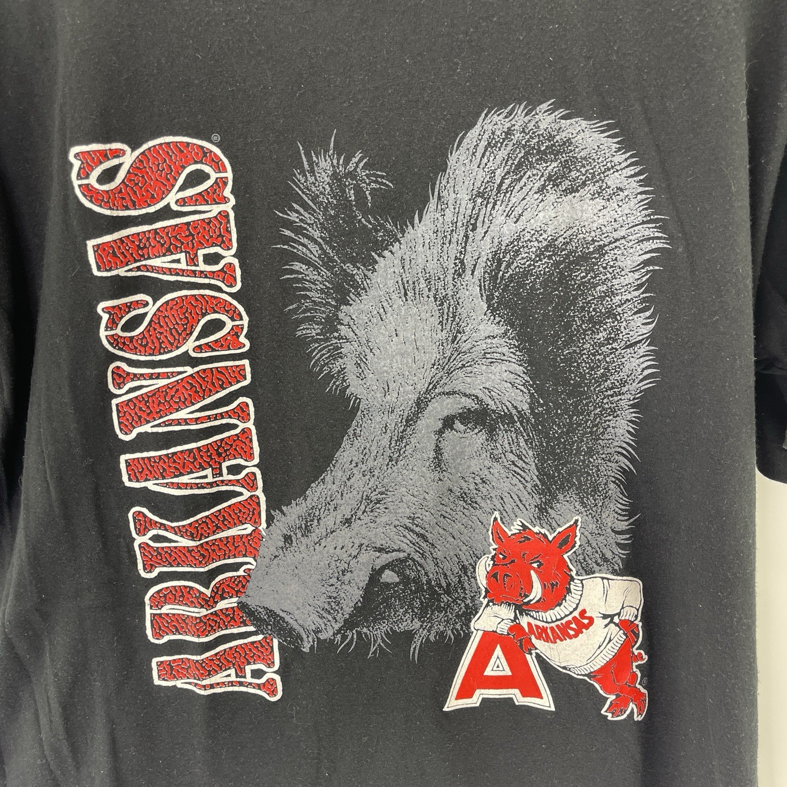 Vintage Y2K Jerzees Arkansas Razorback Black T-Shirt Big Logo Men’s Sz XL