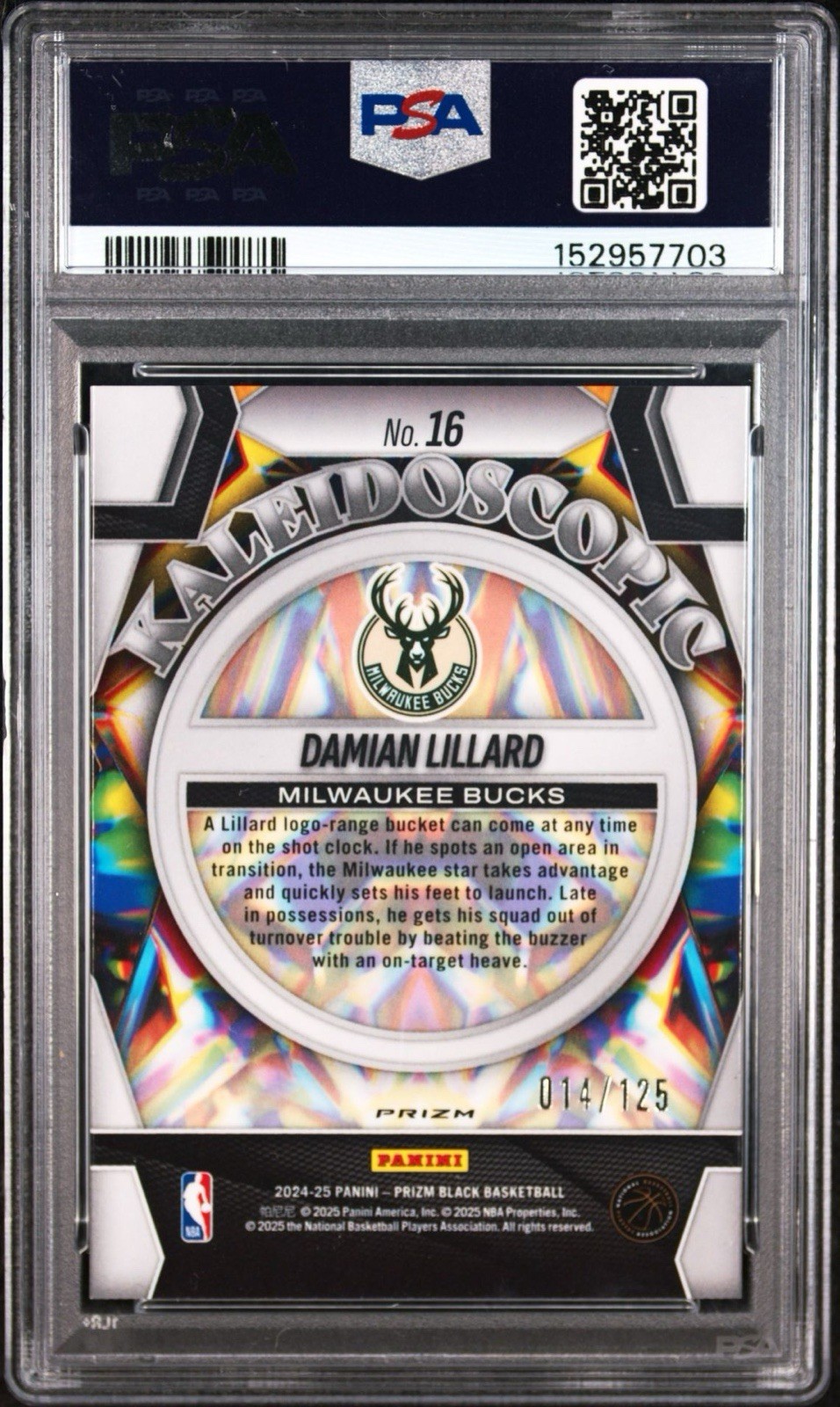 2024 Prizm Blue Ice /125 Kaleidoscopic Damian Lillard PSA 10!!