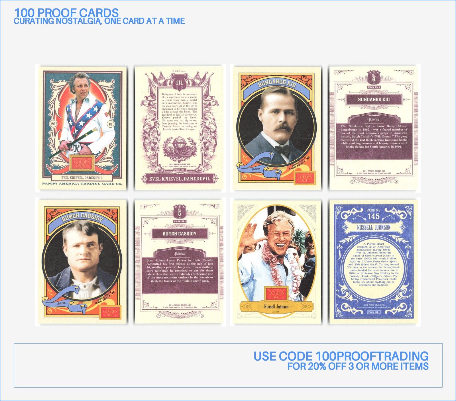 Panini Golden Age Lot 70 Trading Cards – 2012, 2014, Golf, Pop Culture, Politics