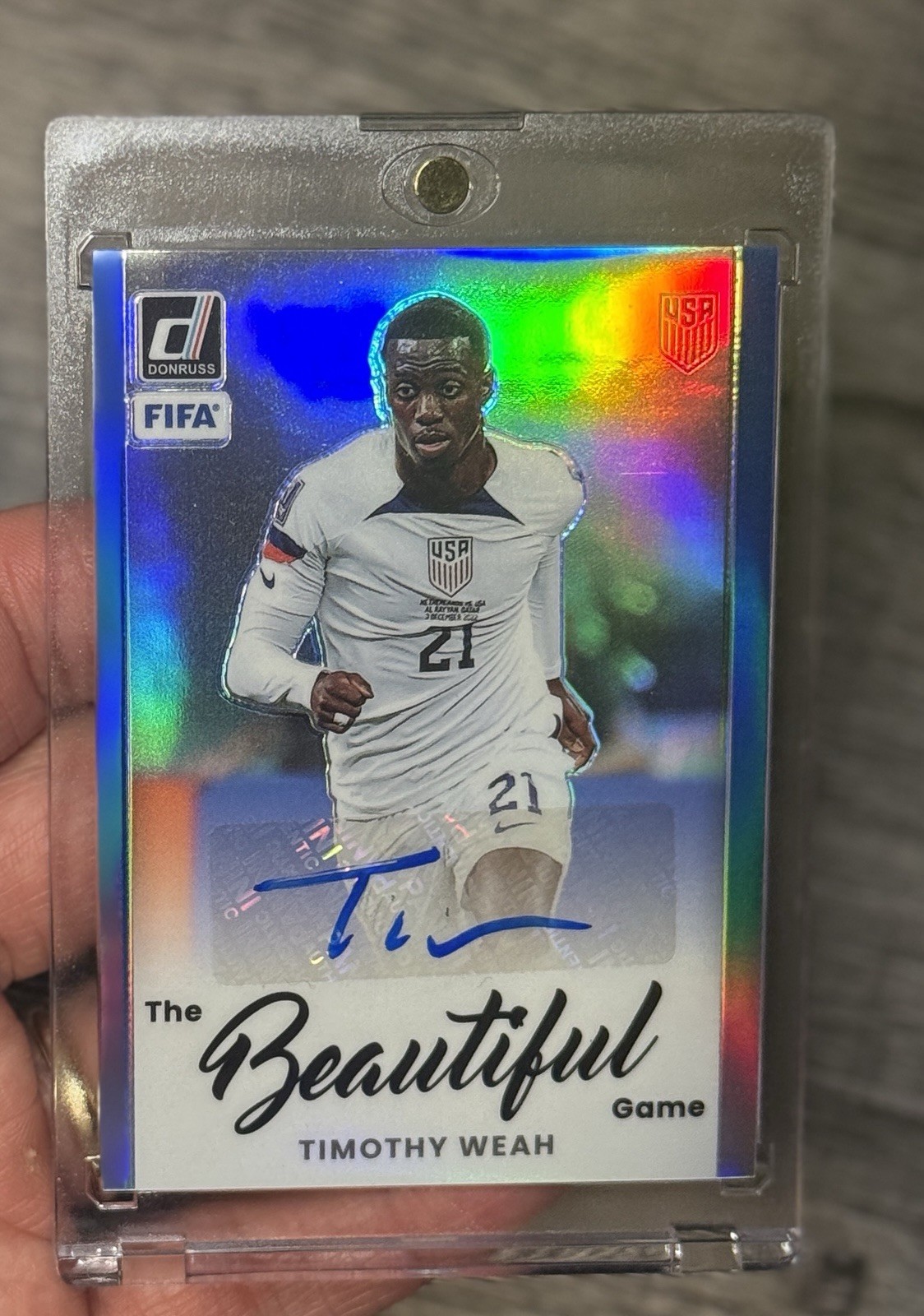 2023 Donruss Soccer Timothy Weah Beautiful Game Blue Auto /99 Team USA World Cup