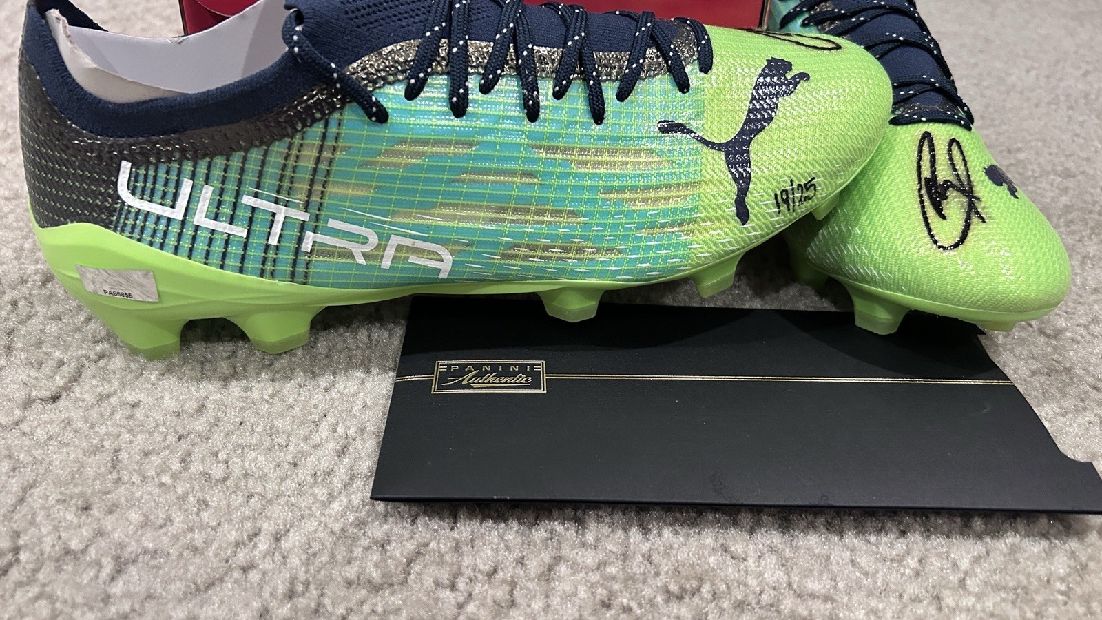 Christian Pulisic Signed Autographed Gree Puma Ultra 1.3 Cleats LE 25 Panini COA