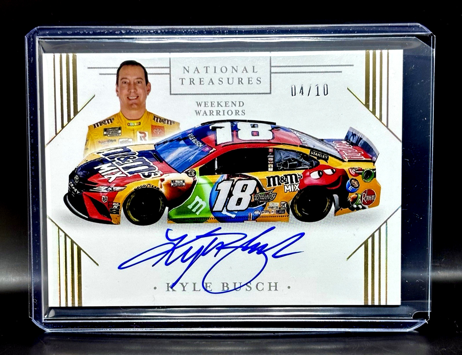 Kyle Busch 2021 Panini National Treasures Weekend Warriors Autograph Gold #4/10