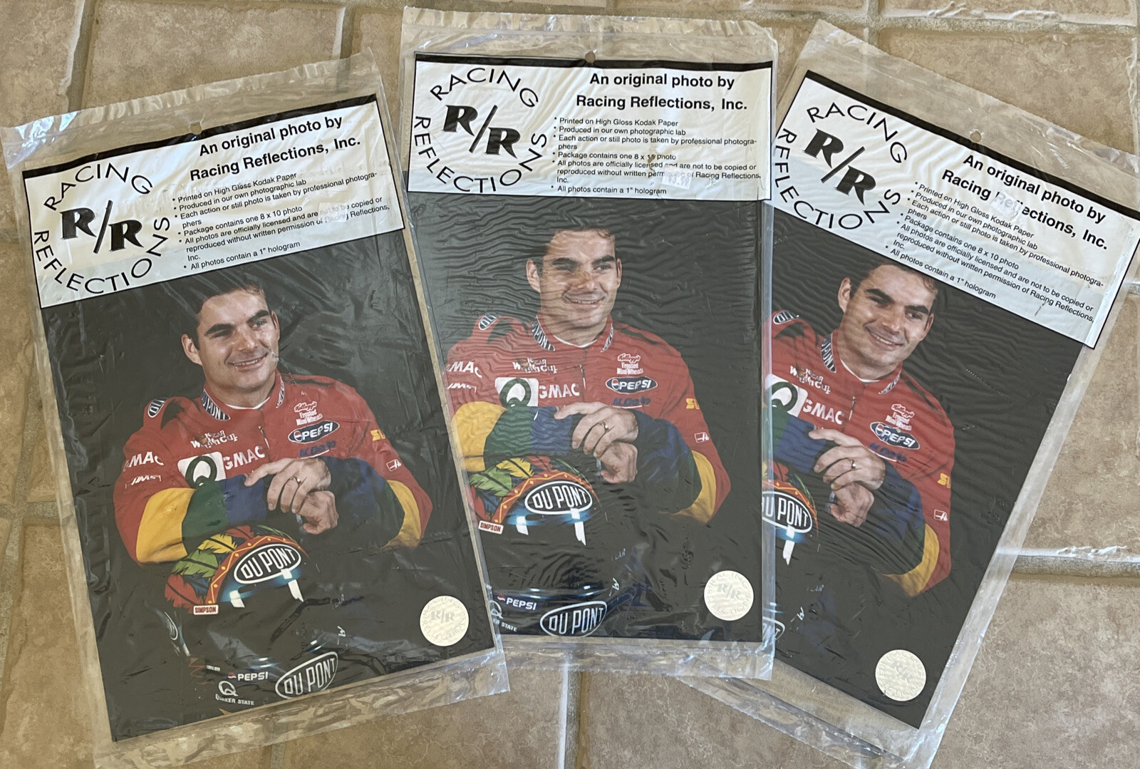 VTG NASCAR Racing Reflections 3 Pack 8×10” photos 1998 Jeff Gordon Collectibles