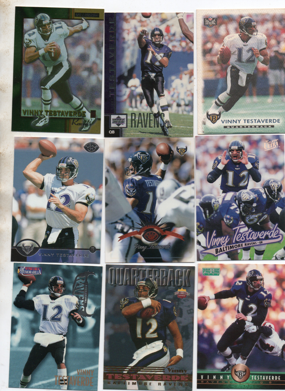 9-vinny testaverde baltimore ravens lot #5 nice mix